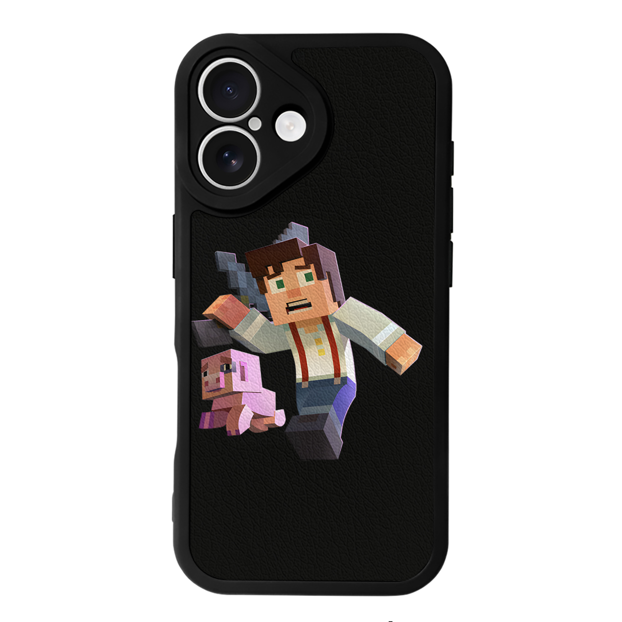 （画像用） マインクラフト ブロックの世界 Minecraft MC Block world 【iPhone 16シリーズ対応】シリコンスマホケース（レザー調） 材質：シリコン